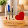 PORTA LAPICEROS CORAZÓN | Detalle Personalizado en Madera para Regalar y Decorar tu Escritorio u Oficina